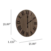Elegant Designs Handsome 21" Farmhouse Wood Wall Clock