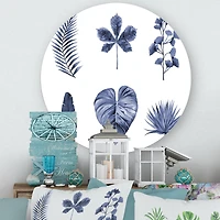 Designart - Abstract Blue Set Of Plant Leaves