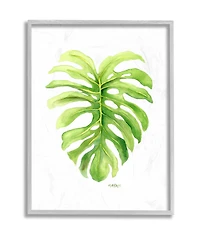 Stupell Industries Monstera Leaf Tropical Plant Over White in Gray Frame Wall Art