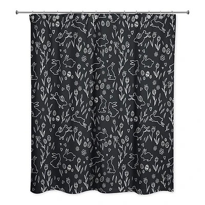 Chalk Easter Bunny Shower Curtain 71" x 74" Shower Curtain
