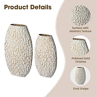Glitzhome® Gold & White Oval Textured Metal Floor Vases Set