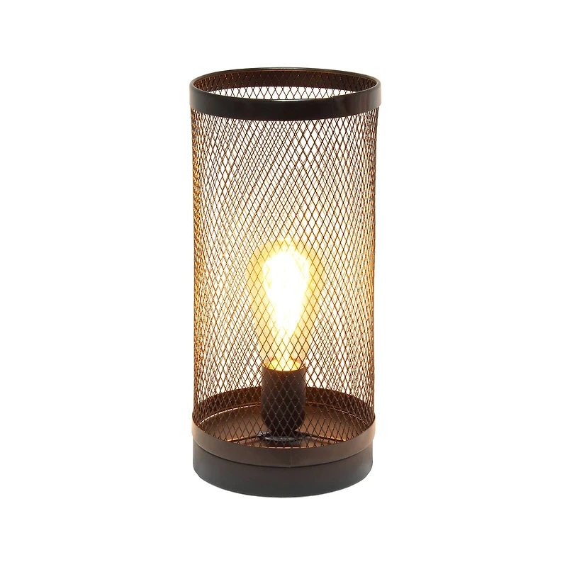 Simple Designs 13" Mesh Cylindrical Steel Table Lamp
