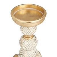 Set of 2 Gold Polystone Traditional Candle Holders, 13" x 6" x 4"