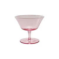 Hello Honey 8-Ounce Stemmed Coupe Glass with White Rim, Pink, Set of 4