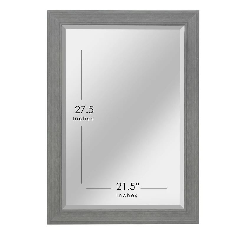 Head West Gray Wood Grain Texture Beveled Edge Bathroom Vanity Mirror