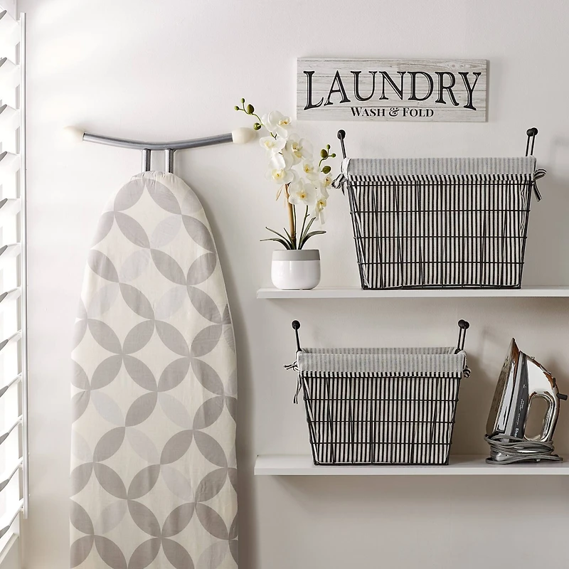DII® Black & White Ticking Stripe Lined Basket Set
