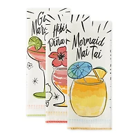Tropical Sips Recipe Embellished Dishtowel (Set of 3)