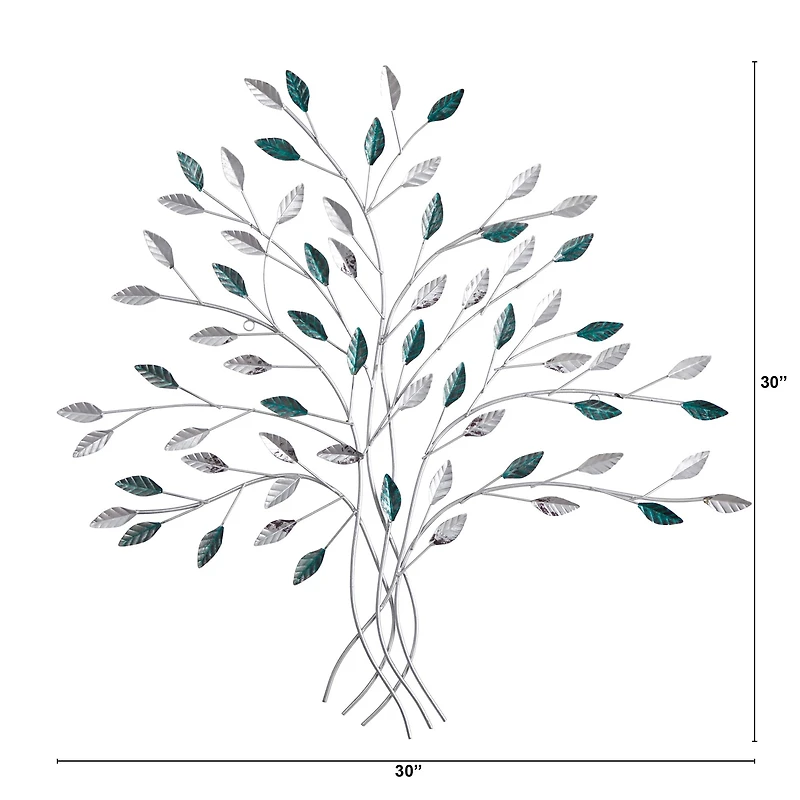30" x 30" Hand-Painted Metal Tree of Life Wall Art Decor