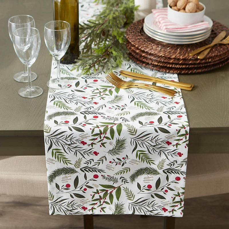 DII® 108" Holiday Sprigs Printed Table Runner