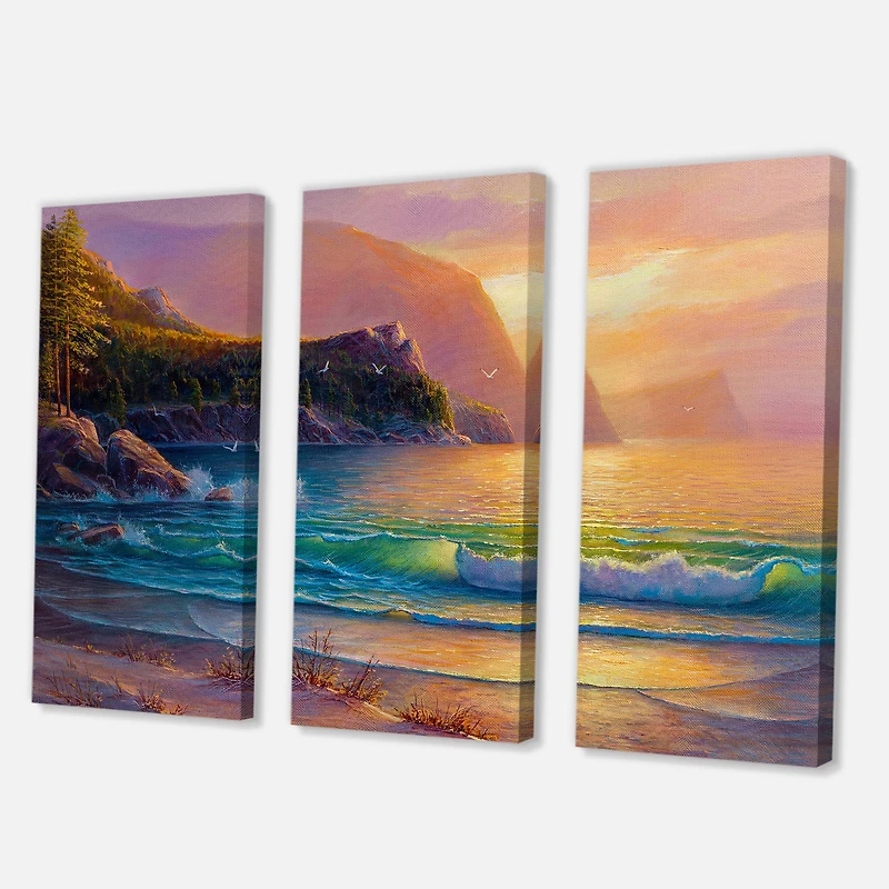 Designart - Romantic Beach During Warm Sunset