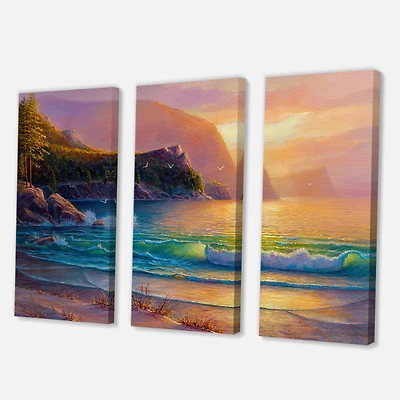 Designart - Romantic Beach During Warm Sunset