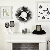 22" Halloween Ghost & Bats Twig Wreath