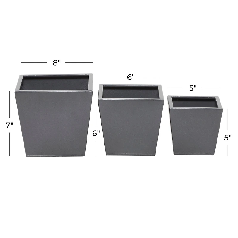 Grey Modern Planter, Set of 3" 8", 6", 5"
