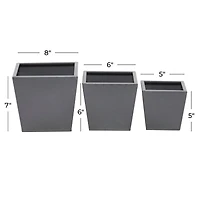 Grey Modern Planter, Set of 3" 8", 6", 5"