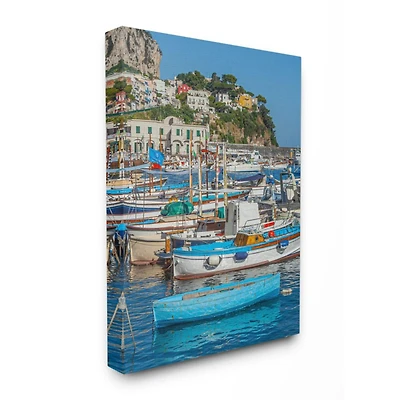 Stupell Industries Coast Town Boat Marina Blue Green Photograph Canvas Wall Art