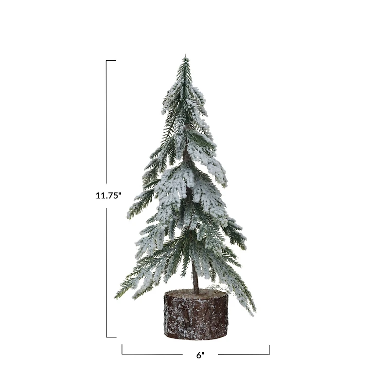 Hello Honey Snow Finish Faux Fir Tree with Wood Base