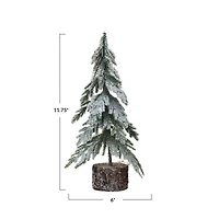 Hello Honey Snow Finish Faux Fir Tree with Wood Base