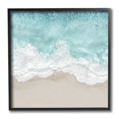 Stupell Industries Sea Foam Sandy Beach Soft Blue Coast, 12" x 12"