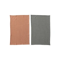 Hello Honey® Orange & Charcoal Woven Cotton Dobby Tea Towel Set