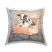 Stupell Industries Sweet Dairy Cow on a Peach Farm Chair Throw Pillow 18" x 18"