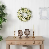 24” Mixed Cream Daisies & Ranunculus Wreath
