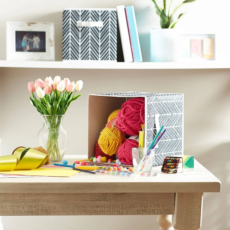 DII® 11" Black Herringbone Storage Cube, 2ct.