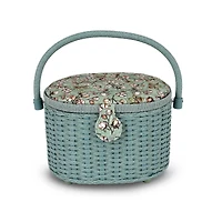 Dritz® Soft Green Floral Small Oval Weaved Sewing Basket