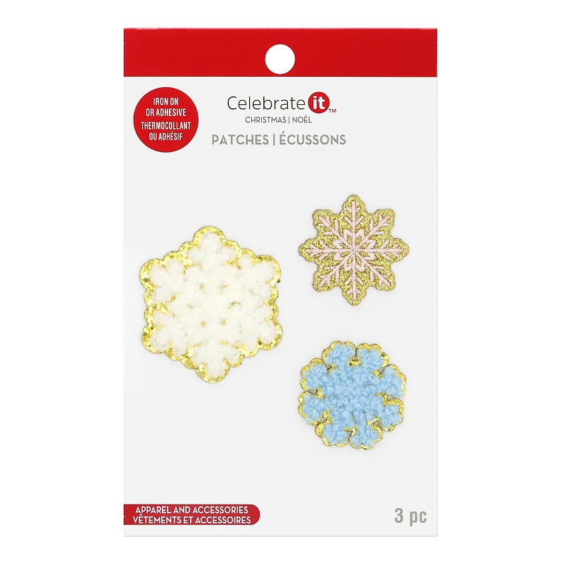 Snowflake Iron-On & Adhesive Patches, 3ct. by Celebrate It™