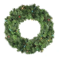 24" Pre-Lit Canadian Pine Artificial Christmas Wreath
