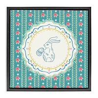 Stupell Industries Flower Stripes Pattern Bunny Floating Frame Wall Art