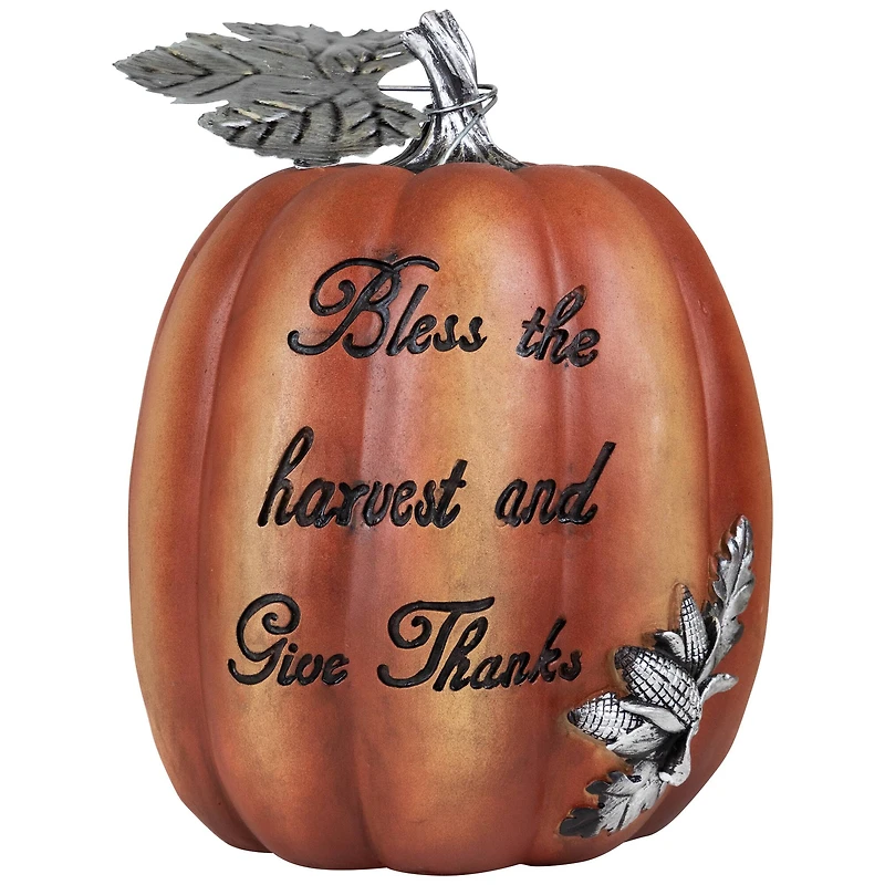 10" Bless the Harvest Pumpkin Tabletop Décor