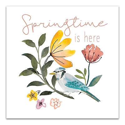 Blue Jay Springtime 16" x 16" Canvas Wall Art