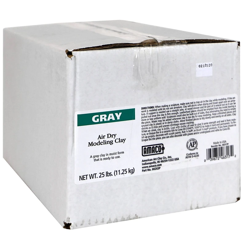 AMACO Gray Air Dry Clay, 25lb.