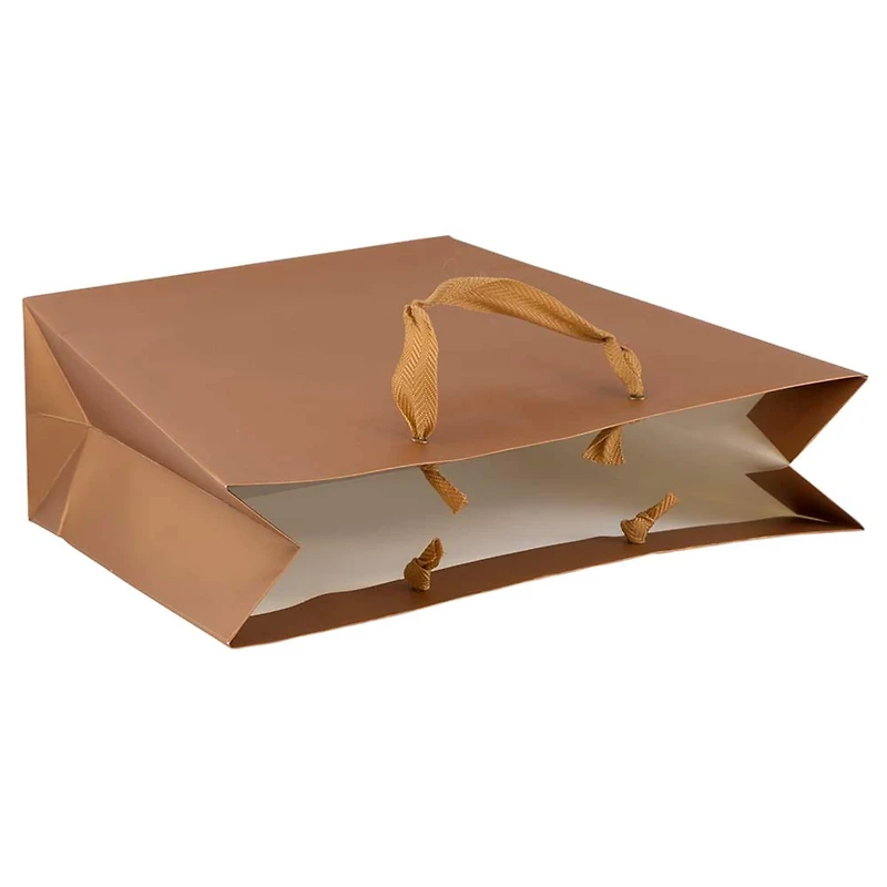 JAM Paper Metallic Copper Matte Trapezoid Gifts Bags, 100ct.
