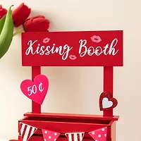 Glitzhome® 10" Valentine's Wooden Kissing Booth Table Décor