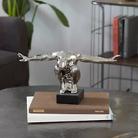 17" Silver Porcelain Traditional Man Sculpture