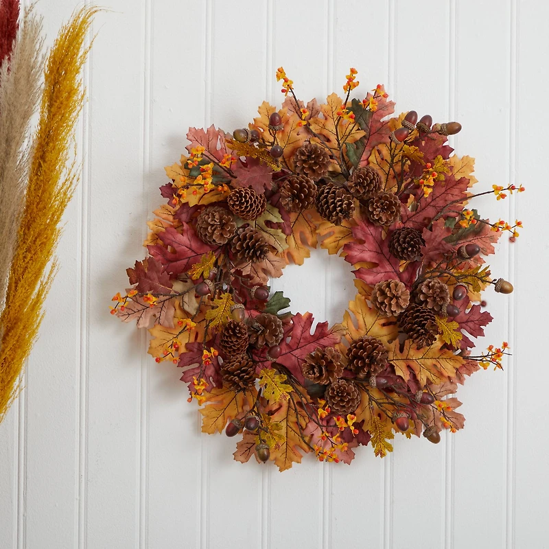 24" Oak Leaf, Acorn & Pine Wreath
