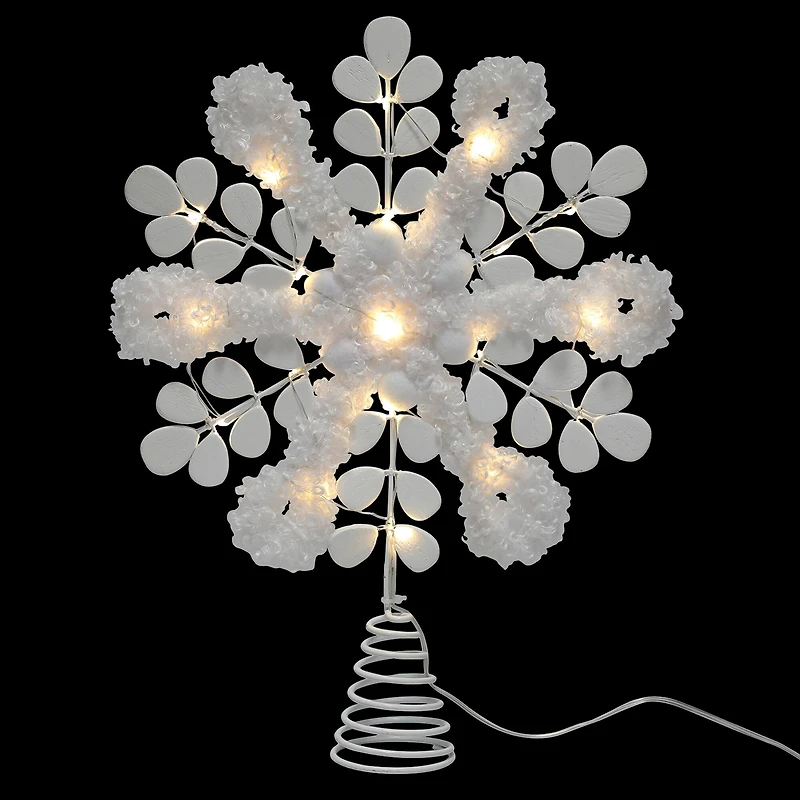 14" Wood & Fabric Snowflake Lighted Tree Topper by Ashland®