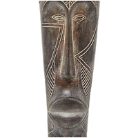 30" Brown Polystone Primitive Mask Sculpture