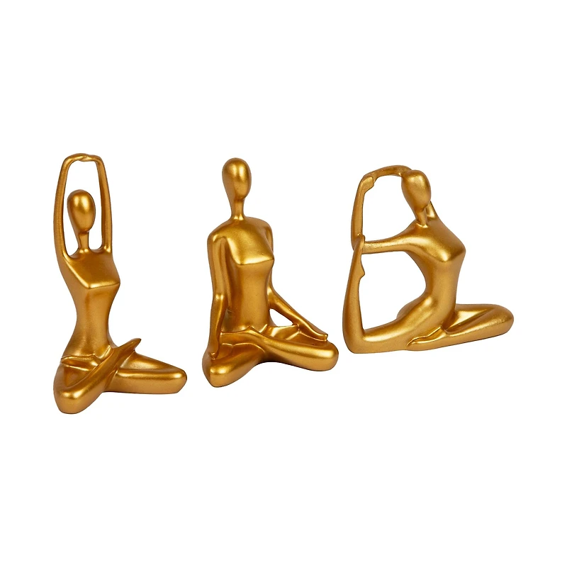Mind Reader Yoga Figurine Set, Set of 3, Gold