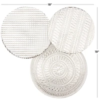 Silver Aluminum Plate Wall Decor with Textured Pattern 18" x 3" x 18"