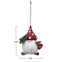 Hello Honey® 4.25" Wood Gnome with Mushroom Hat Ornament