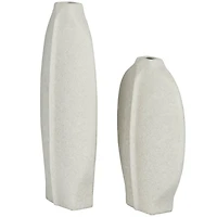CosmoLiving by Cosmopolitan White Ceramic Textured Vase Set of 2 18", 13"