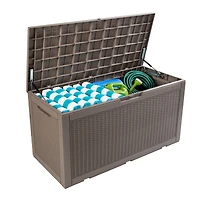 Honey Can Do 100gal Brown Wicker Resin Deck Box
