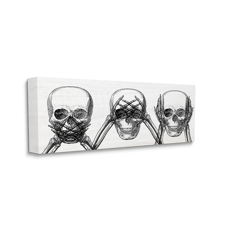 Stupell Industries Speak See Hear No Evil Skulls Canvas Wall Art