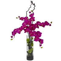 4ft. Giant Purple Orchid & Hydrangea In Glass Cylinder Vase