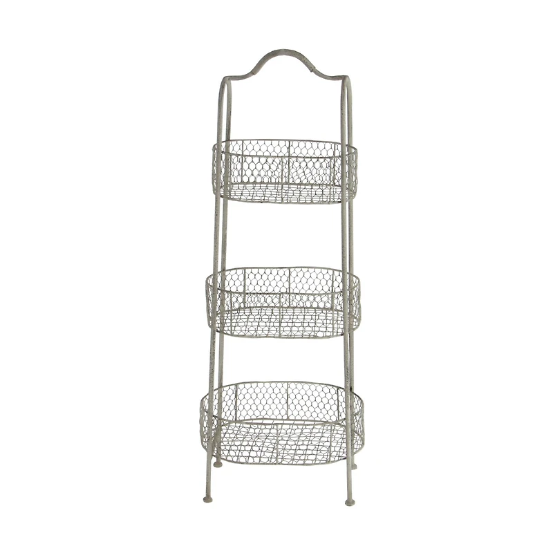 White Iron Farmhouse 3 Tier Tray Stand