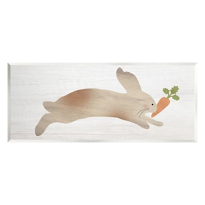 Stupell Industries Rabbit & Carrot Grain Pattern Wall Plaque Art