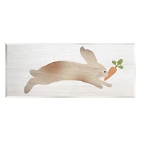 Stupell Industries Rabbit & Carrot Grain Pattern Wall Plaque Art