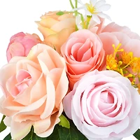 12" Coral & Pink Rose, Peony & Baby's Breath Bouquet by Ashland®